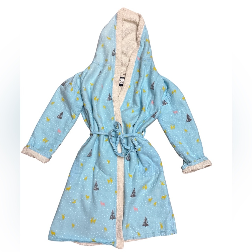 Boden Light Blue Sherpa Fleece Lined Bath Robe